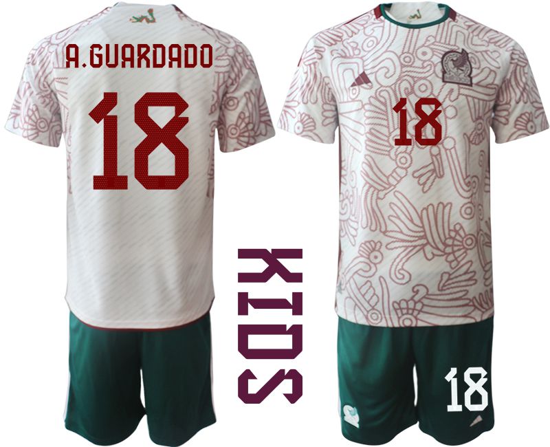 Youth 2022 World Cup National Team Mexico away white 18 Soccer Jersey